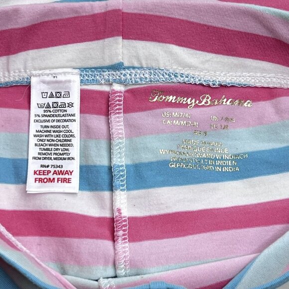Tommy Bahama Girls' Leggings White Pink Teal Stripes Size M (7/8) - Picture 4 of 5